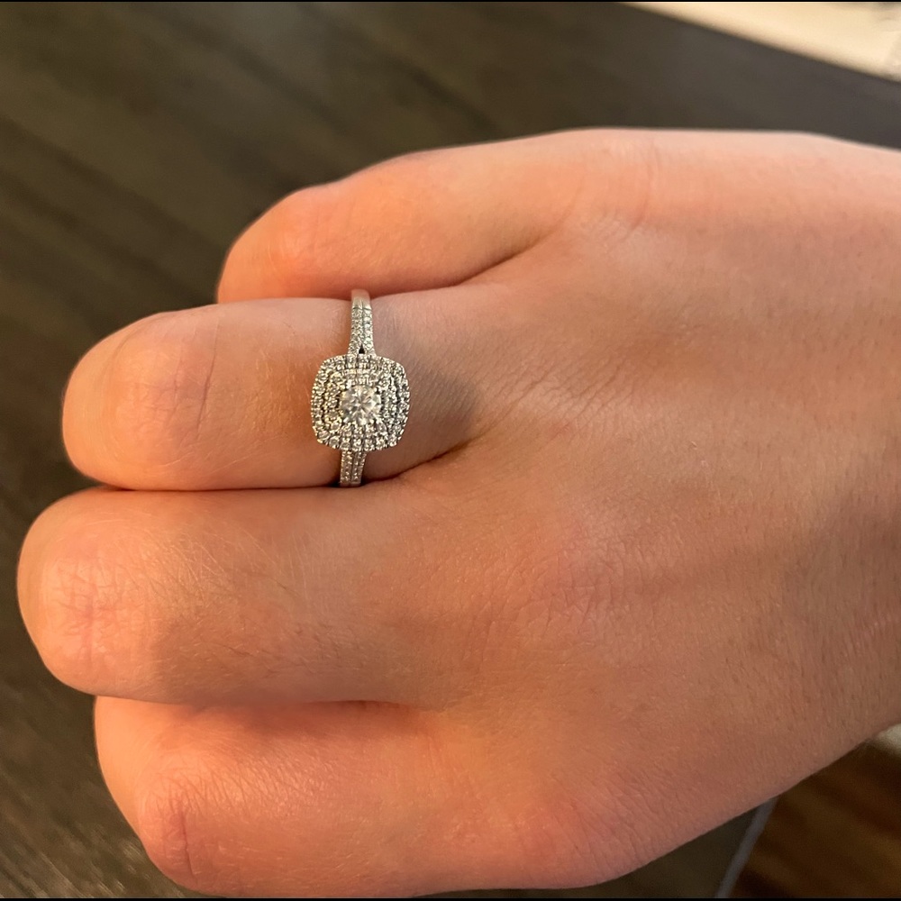 Diamond Square Halo Engagement Ring